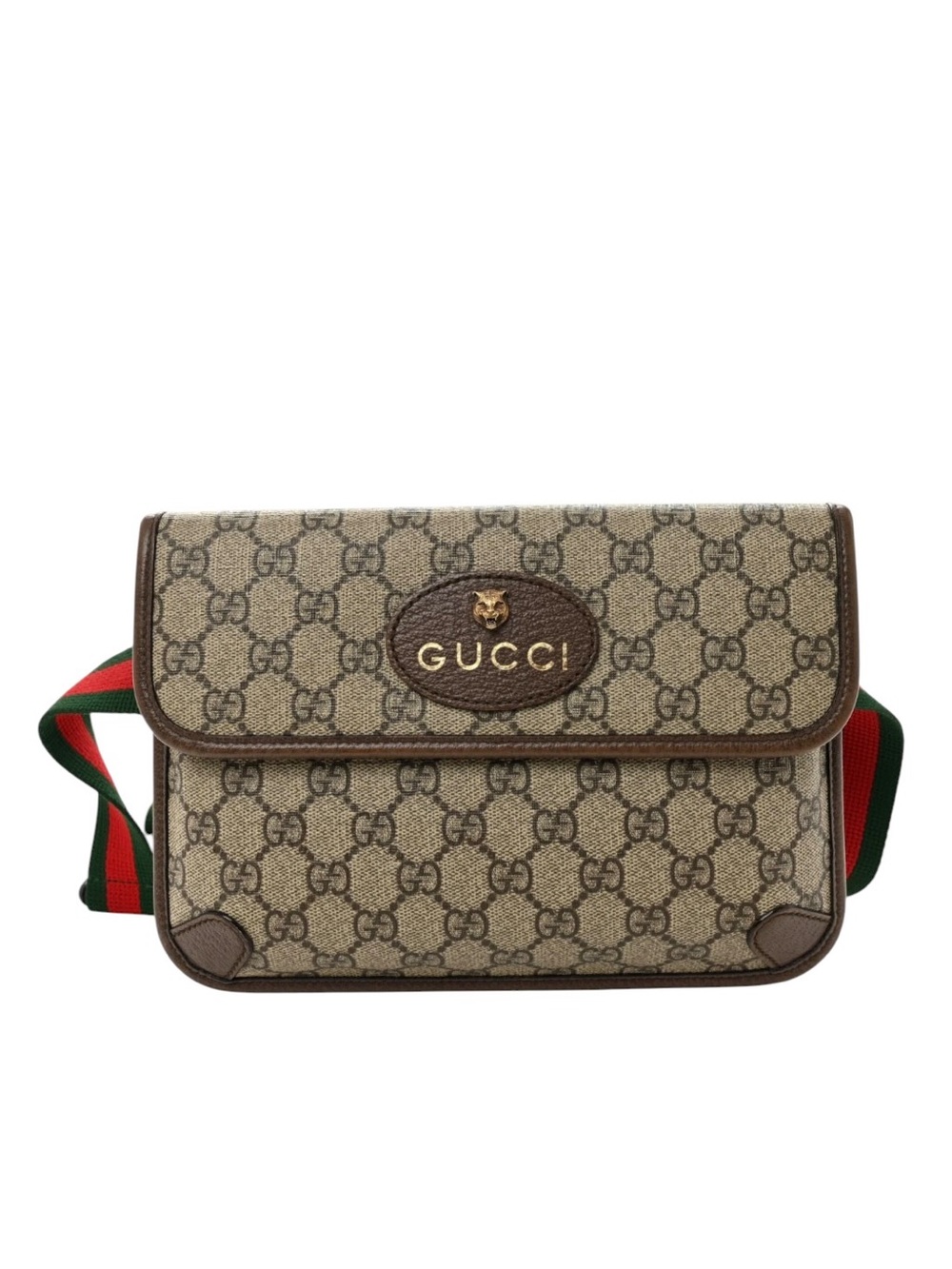 GG Supreme Monogram Neo Vintage Web Belt Bag Brown